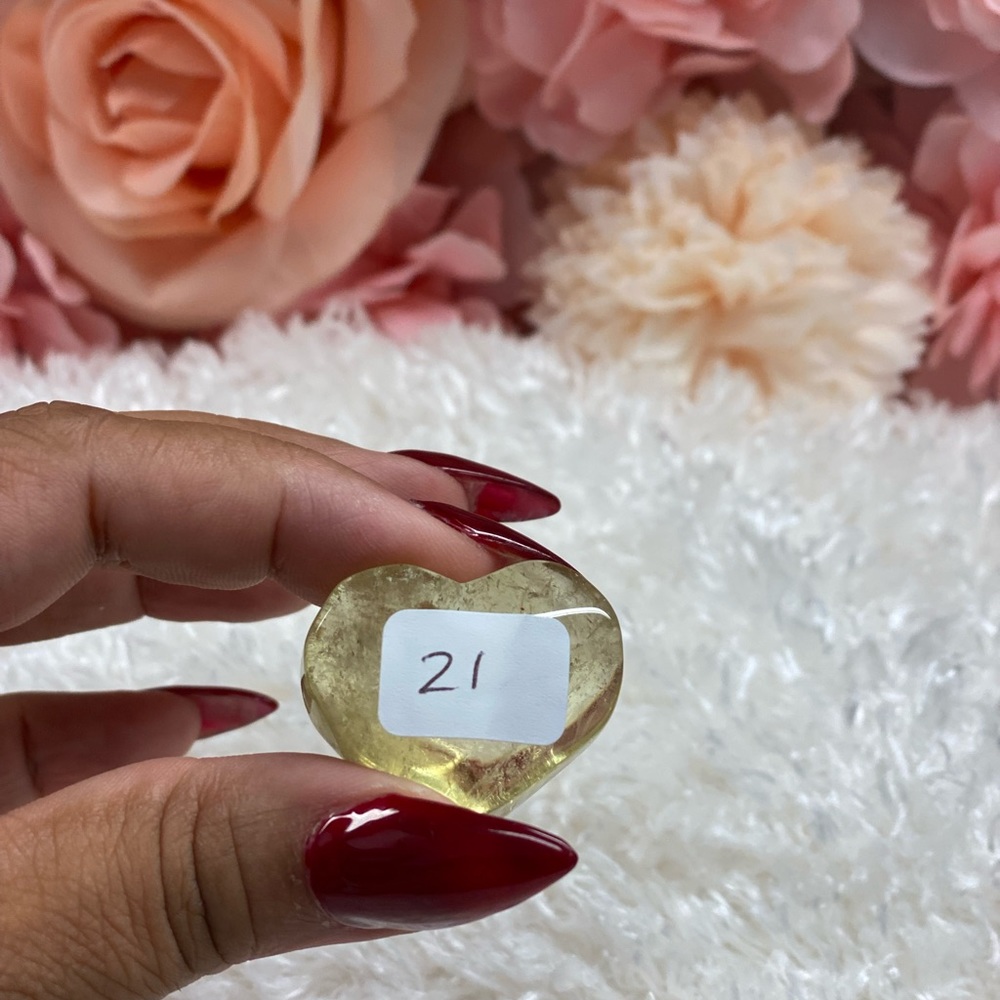 Citrine Crystal Heart Shaped Palm Stone #21 - Picture 3 of 3